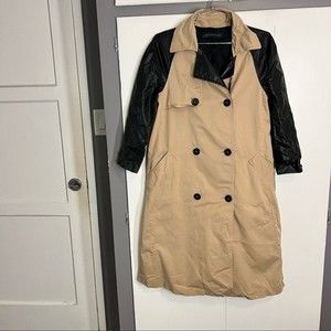 ZARA Trench Coat With Leather Size Medium